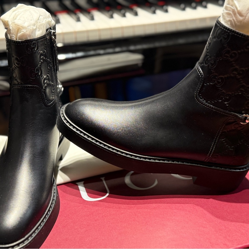 Gucci Embossed Black Leather Women’s Boots